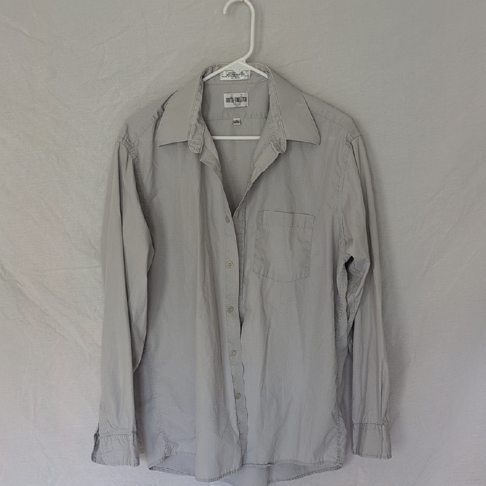 Men's Gray Casual Button Down Shirt